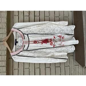 Denim 24/7 Peasant Gauzy Embroidered Lace Crochet Boho 12W Plus Size S Small